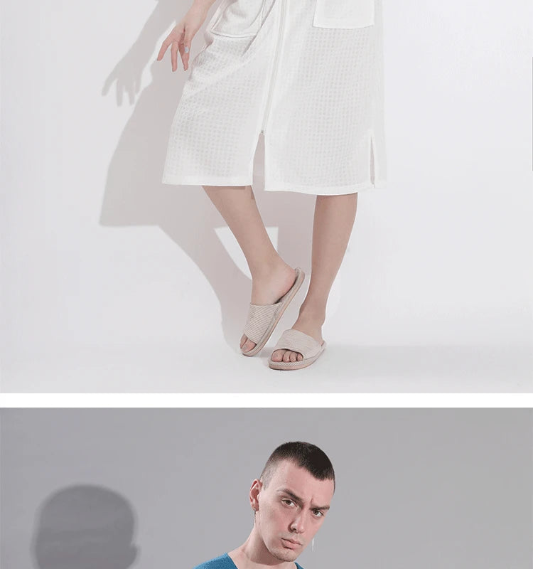 Plus Size 3XL Spring Summer Waffle Kimono Bathrobe Gown Couple Robe Nightgown Women Sleepwear Loose Casual Home Wear Loungewear