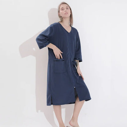 Plus Size 3XL Spring Summer Waffle Kimono Bathrobe Gown Couple Robe Nightgown Women Sleepwear Loose Casual Home Wear Loungewear