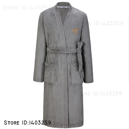 Plus Size 3XL Flannel Robe Kimono Bathrobe Gown Winter New Couple Sleepwear Home Clothes Loose Coral Fleece Nightwear Loungewear