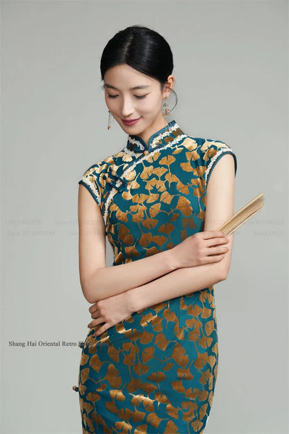 Chinese New Year Chesongam Sexy Long Split Vestidos Festival Party Dress Tradition Mandarin Collar Qipao Hanfu Chinese Dress