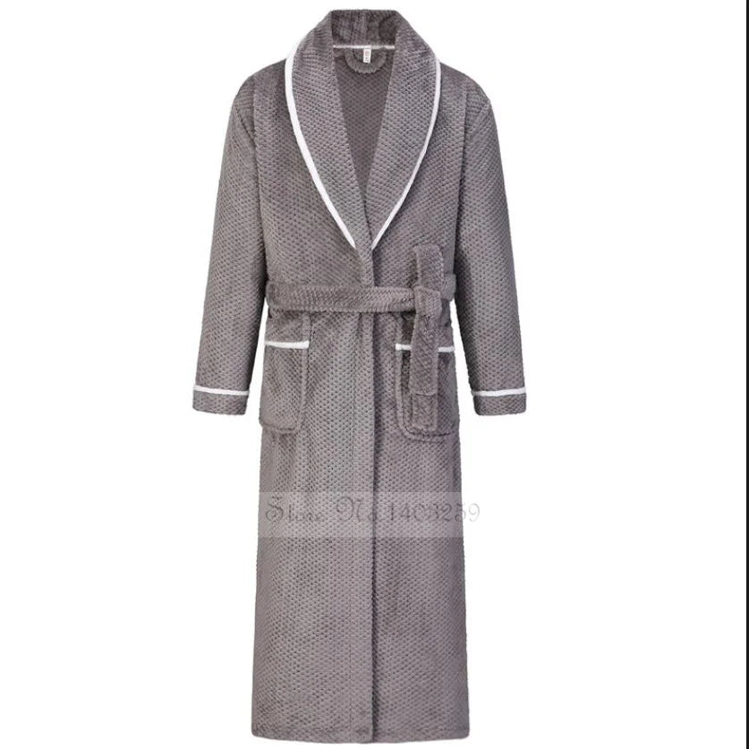 Plus Size 3XL 4XL Couple Flannel Robe Kimono Bathrobe Gown Thickened Coral Fleece Sleepwear Female Long Nightgown Loose Homewear