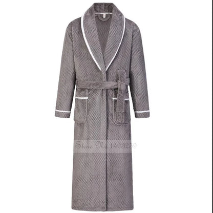 Plus Size 3XL 4XL Couple Flannel Robe Kimono Bathrobe Gown Thickened Coral Fleece Sleepwear Female Long Nightgown Loose Homewear