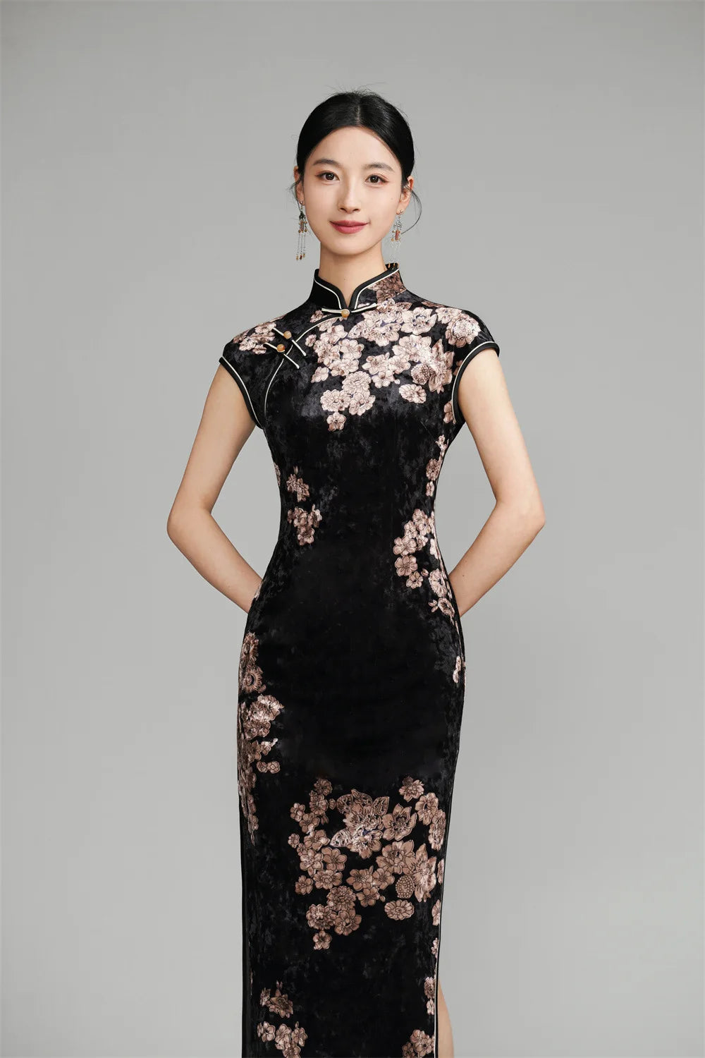 Vintage Women Velvet Cheongsam Improved Plus Size Dress Chinese Traditional Evening Dresses Female Sexy Long Qipao Costume 3XL