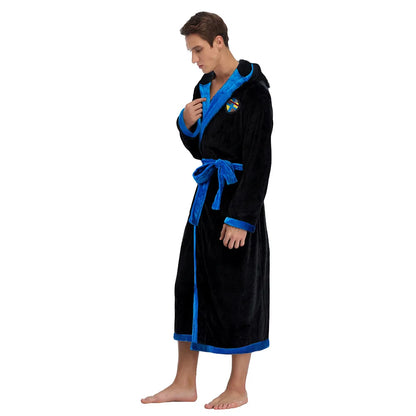 Men's Flannel Home Clothes Kimono Bathrobe Gown Winter Long Coral Fleece Hooded Robe Thicken Loose Casual Sleepwear Lounge Wear