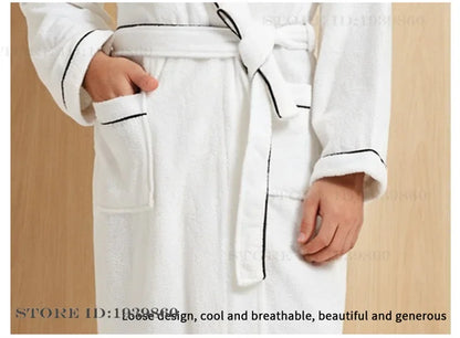 Thicken Cotton Terry Couple Sleepwear Long Robe Homewear New Nightwear Towel Bathrobe Kimono Gown Loose Casual Loungewear
