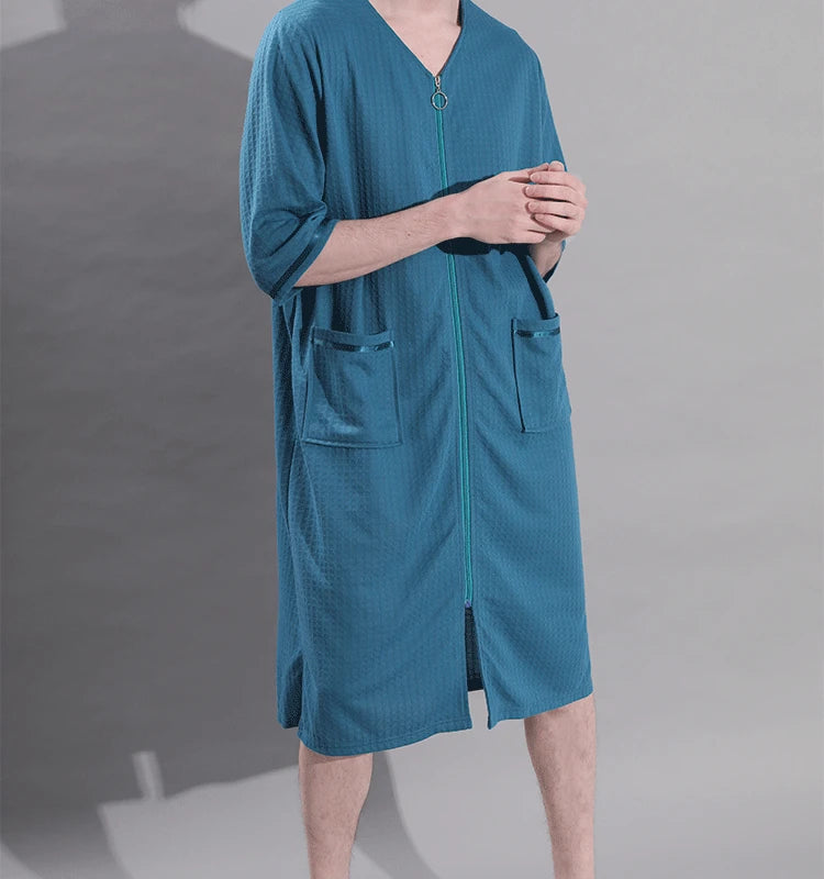 Plus Size 3XL Spring Summer Waffle Kimono Bathrobe Gown Couple Robe Nightgown Women Sleepwear Loose Casual Home Wear Loungewear