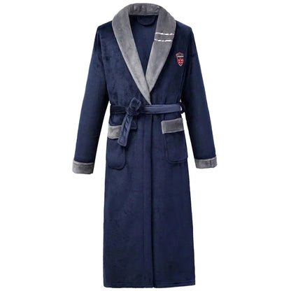 Winter Autumn Thicken Lapel Kimono Shower Robe Men's Warm Flannel Bathrobe Sleepwear with Pocket Loungewear Plus Size 3Xl 4Xl