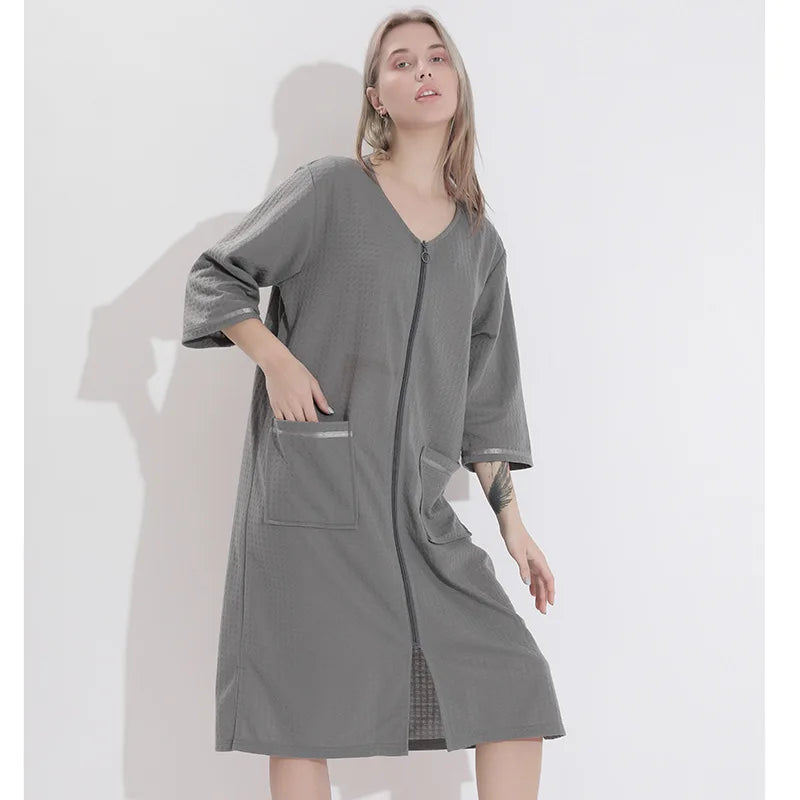 Plus Size 3XL Spring Summer Waffle Kimono Bathrobe Gown Couple Robe Nightgown Women Sleepwear Loose Casual Home Wear Loungewear
