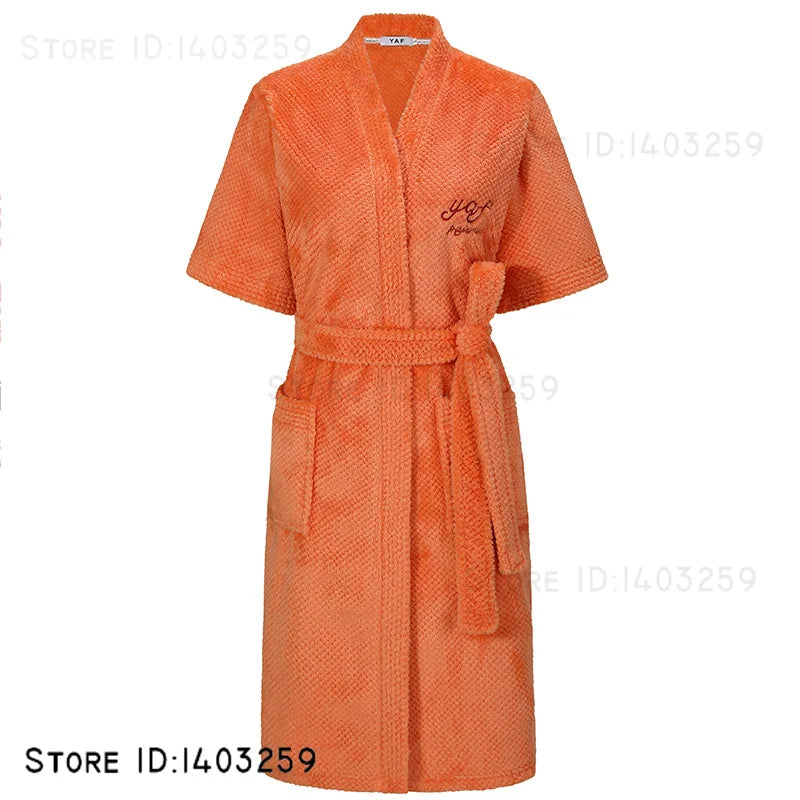 Plus Size 3XL Flannel Robe Kimono Bathrobe Gown Winter New Couple Sleepwear Home Clothes Loose Coral Fleece Nightwear Loungewear