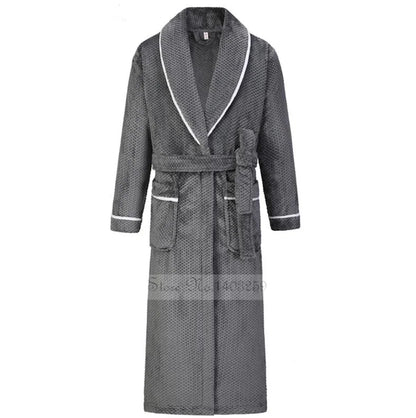 Plus Size 3XL 4XL Couple Flannel Robe Kimono Bathrobe Gown Thickened Coral Fleece Sleepwear Female Long Nightgown Loose Homewear