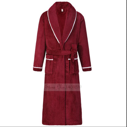 Plus Size 3XL 4XL Couple Flannel Robe Kimono Bathrobe Gown Thickened Coral Fleece Sleepwear Female Long Nightgown Loose Homewear