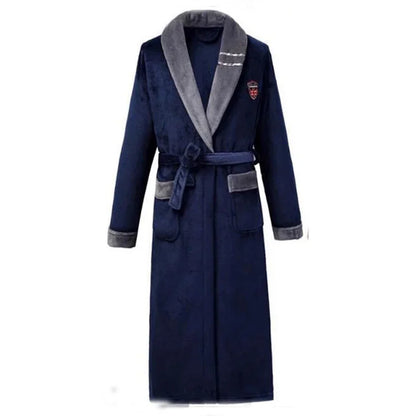 Oversize 3XL 4XL Winter Thicken Warm Sleepwear Kimono Bathrobe Gown Flannel Men Long Robe Loose Coral Fleece Homewear Loungewear