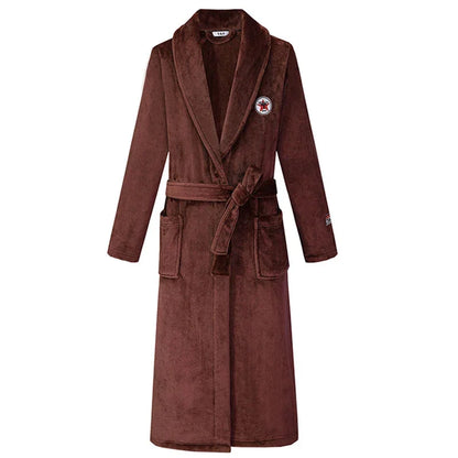 Winter Autumn Thicken Lapel Kimono Shower Robe Men's Warm Flannel Bathrobe Sleepwear with Pocket Loungewear Plus Size 3Xl 4Xl